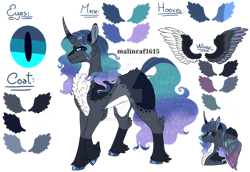 Size: 1280x882 | Tagged: safe, artist:malinraf1615, imported from derpibooru, oc, oc only, oc:yoru serene, alicorn, pony, chest flfuf, chest fluff, deviantart watermark, male, obtrusive watermark, offspring, parent:king sombra, parent:princess luna, parents:lumbra, reference sheet, simple background, solo, stallion, transparent background, watermark