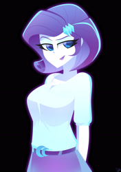 Size: 2292x3264 | Tagged: safe, alternate version, artist:xan-gelx, imported from derpibooru, rarity, equestria girls, alternate hairstyle, big breasts, black background, breasts, busty rarity, female, hair, lipstick, milf, short hair, simple background, solo