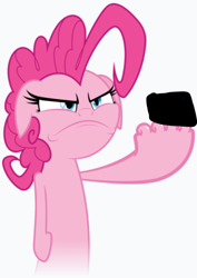 Size: 496x699 | Tagged: safe, artist:needed, artist:zutheskunk, artist:zutheskunk edits, edit, imported from derpibooru, pinkie pie, pony, angry, censored, hoof fingers, middle finger, solo, suddenly hands, unnecessary censorship, vulgar