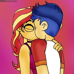 Size: 1280x1283 | Tagged: safe, artist:rdj1995, imported from derpibooru, flash sentry, sunset shimmer, equestria girls, spring breakdown, female, flashimmer, kissing, male, shipping, straight