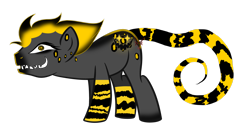 Size: 3418x1755 | Tagged: safe, artist:nightfoxgangsters, imported from derpibooru, oc, oc only, oc:smiles, demon, demon pony, original species, happy, simple background, smiling, solo, transparent background