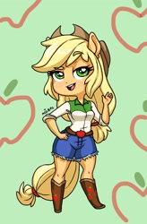 Size: 1352x2058 | Tagged: safe, artist:ameliacostanza, imported from derpibooru, applejack, equestria girls, boots, clothes, cowboy boots, cowboy hat, cowgirl, cute, female, freckles, hat, jackabetes, lidded eyes, open mouth, ponied up, shoes, solo, stetson