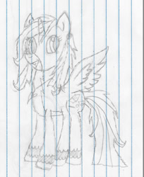 Size: 1096x1344 | Tagged: safe, artist:twin-fan, imported from derpibooru, oc, oc only, alicorn, pony, alicorn oc, female, horn, lineart, lined paper, mare, solo, traditional art, wings