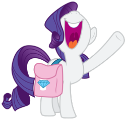 Size: 2513x2386 | Tagged: safe, artist:byteslice, imported from derpibooru, rarity, pony, bag, open mouth, saddle bag, simple background, solo, transparent background, uvula, vector