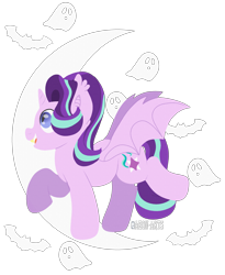 Size: 1280x1560 | Tagged: safe, artist:aeon-arts, imported from derpibooru, starlight glimmer, alicorn, bat pony, bat pony alicorn, pony, unicorn, bat wings, halloween, holiday, horn, simple background, solo, transparent background, wings