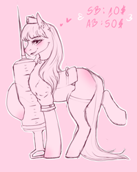 Size: 2480x3109 | Tagged: safe, artist:themstap, imported from derpibooru, oc, pony, advertisement, any gender, any race, any species, auction, auction open, blushing, clothes, commission, costume, halloween, halloween costume, hat, holiday, makeup, nurse, nurse hat, nurse outfit, sassy, socks, solo, stockings, thigh highs, ych example, your character here