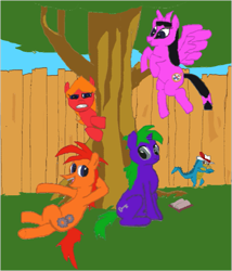 Size: 683x799 | Tagged: safe, artist:bandielove, imported from derpibooru, dragon, earth pony, pegasus, pony, unicorn, candace flynn, crossover, ferb fletcher, isabella garcia shapiro, perry the platypus, phineas and ferb, phineas flynn, ponified