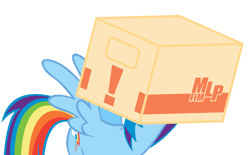 Size: 1100x681 | Tagged: safe, edit, imported from derpibooru, rainbow dash, pony, box, hiding, simple background, solo, vector, white background