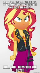 Size: 600x1080 | Tagged: safe, edit, edited screencap, imported from derpibooru, screencap, sunset shimmer, equestria girls, equestria girls series, rollercoaster of friendship, angry, caption, drama, geode of empathy, holidays unwrapped drama, image macro, magical geodes, memeful.com, rageset shimmer, south park, text, that pony sure have anger issues
