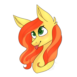 Size: 611x614 | Tagged: safe, artist:daringpineapple, imported from derpibooru, oc, oc only, oc:phoenix feather, pony, bust, female, solo, tongue out