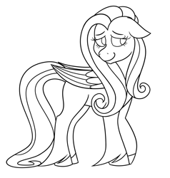 Size: 3800x4000 | Tagged: safe, artist:cherrycandi, imported from derpibooru, fluttershy, pegasus, pony, female, lineart, mare