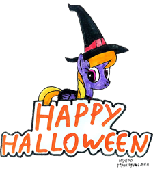 Size: 2448x2730 | Tagged: safe, artist:topsangtheman, imported from derpibooru, cloud kicker, pegasus, pony, clothes, costume, halloween, holiday, looking at you, signature, simple background, solo, traditional art, transparent background, witch