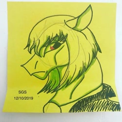 Size: 1080x1080 | Tagged: safe, artist:stargazerseven, imported from derpibooru, earth pony, pony, bust, clothes, lineart, lio fotia, male, ponified, promare, solo, stallion, traditional art