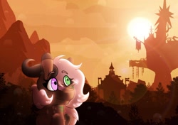 Size: 1600x1129 | Tagged: safe, artist:moonlightdisney5, artist:thatonefluffs, imported from derpibooru, oc, oc only, pegasus, pony, heterochromia, lens flare, ponyville town hall, shading, solo, twilight's castle