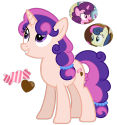 Size: 1500x1600 | Tagged: safe, artist:cherrycandi, imported from derpibooru, bon bon, sugar belle, sweetie drops, pony, unicorn, base used, candy, chocolate, cutie mark, female, food, fusion, mare, ponytail, simple background, transparent background