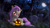 Size: 3840x2160 | Tagged: safe, artist:owlpirate, imported from derpibooru, fluttershy, bat pony, pony, 3d, bat ponified, female, flutterbat, full moon, gravestone, graveyard, halloween, holiday, jack-o-lantern, lying down, mare, moon, night, prone, pumpkin, race swap, signature, smiling, solo, tombstones