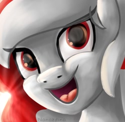Size: 1138x1109 | Tagged: safe, artist:nanazdina, imported from derpibooru, oc, oc:indonisty, alicorn, pony, bust, cataracts, female, flag, glasgow smile, head, ibispaint x, indonesia, lineless, nation ponies, nusaponycon, open mouth, ponified, red eyes, shading, simple background, smiling, solo