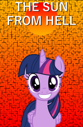 Size: 2500x3840 | Tagged: safe, derpibooru exclusive, imported from derpibooru, twilight sparkle, alicorn, pony, gradient background, grin, high res, photoshop, smiling, solo, text, tiles, twilight sparkle (alicorn), vaporwave
