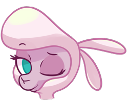 Size: 1405x1125 | Tagged: safe, artist:hitsuji, imported from derpibooru, pom lamb, sheep, them's fightin' herds, community related, one eye closed, pom (tfh), reaction image, simple background, solo, transparent background, wink