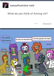 Size: 680x963 | Tagged: safe, artist:ask-luciavampire, imported from derpibooru, earth pony, pegasus, pony, unicorn, vampire, vampony, among us, ask, ask ponys gamer club, ask-ponys-gamer-club, photo, tumblr