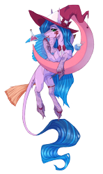 Size: 740x1246 | Tagged: safe, artist:lunawolf28, artist:luuny-luna, imported from derpibooru, oc, oc only, pony, blood, commission, crescent moon, female, hat, mare, moon, simple background, solo, tangible heavenly object, transparent background, transparent moon, witch hat, ych result