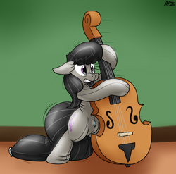 Size: 1877x1853 | Tagged: safe, artist:the-furry-railfan, imported from derpibooru, octavia melody, earth pony, inflatable pony, pooltoy pony, air nozzle, cello, falling, floppy ears, gritted teeth, inflatable, musical instrument, panic, pool toy, slipping, squishy