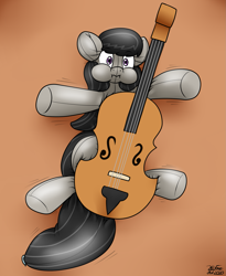 Size: 1671x2036 | Tagged: safe, artist:the-furry-railfan, imported from derpibooru, octavia melody, earth pony, inflatable pony, pooltoy pony, air nozzle, cello, inflatable, inflated ears, lying down, musical instrument, on back, on floor, pool toy, puffy cheeks, squished, squishy