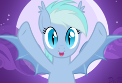 Size: 2500x1701 | Tagged: source needed, safe, artist:doctor raymond, artist:raymond.doc, imported from derpibooru, oc, oc only, oc:diamond, bat pony, pony, bat pony oc, bat wings, cute, fangs, female, halloween, halloween 2020, happy, high res, holiday, hooves up, mare, moon, night, open mouth, solo, vector, wings