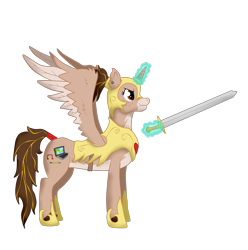 Size: 1692x1709 | Tagged: safe, artist:twin-fan, imported from derpibooru, oc, oc only, alicorn, pony, alicorn oc, armor, ear piercing, female, glowing horn, helmet, hoof shoes, horn, magic, mare, piercing, simple background, sword, telekinesis, transparent background, weapon, wings