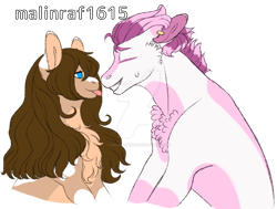 Size: 600x454 | Tagged: safe, artist:malinraf1615, imported from derpibooru, oc, oc only, oc:federicko, oc:fei, pony, deviantart watermark, female, male, mare, obtrusive watermark, simple background, stallion, transparent background, watermark