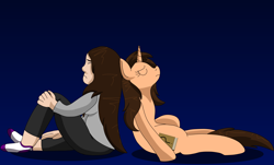 Size: 5030x3030 | Tagged: safe, artist:lynnthenerdkitty, imported from derpibooru, oc, oc:small brooke, human, pony, unicorn, persona, photo, ponysona, sadness, vent art