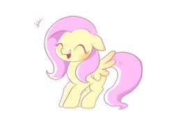 Size: 1457x1032 | Tagged: safe, artist:mochi_nation, imported from derpibooru, fluttershy, pegasus, pony, ^^, blushing, cute, eyes closed, female, floppy ears, happy, mare, open mouth, shyabetes, simple background, smiling, solo, white background