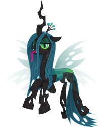 Size: 1280x1603 | Tagged: safe, artist:negatif22, imported from derpibooru, queen chrysalis, changeling, changeling queen, .svg available, crown, female, forked tongue, jewelry, lidded eyes, long tongue, looking at you, open mouth, quadrupedal, regalia, show accurate, simple background, solo, tongue out, transparent background, transparent wings, vector, wings, zoomorphic