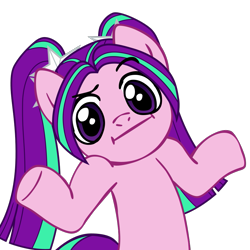 Size: 945x945 | Tagged: safe, artist:nano23823, imported from derpibooru, aria blaze, earth pony, pony, .svg available, :i, base used, bust, equestria girls ponified, eyelashes, female, looking at you, mare, ponified, shrug, shrugpony, simple background, solo, svg, transparent background, underhoof, vector