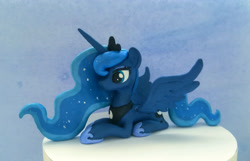 Size: 2979x1920 | Tagged: safe, artist:sparkle257, imported from derpibooru, princess luna, alicorn, pony, figurine, irl, lying down, photo, prone, solo