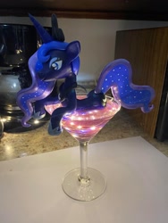 Size: 1536x2048 | Tagged: safe, artist:earthenpony, imported from derpibooru, princess luna, alicorn, pony, cocktail glass, craft, cup, cup of pony, glass, irl, micro, photo, sculpture, solo