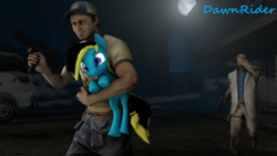 Size: 3840x2160 | Tagged: safe, artist:dawnyr, artist:dawnyrs, imported from derpibooru, oc, oc:dawnrider, pegasus, 3d, crossover, facepalm, left 4 dead 2, night, weapon