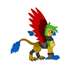 Size: 2003x1870 | Tagged: safe, artist:lyraalluse, imported from derpibooru, oc, oc only, oc:talitha featherclaw, bird, griffon, hybrid, parrot, parrot griffon, friendship is magic, featherclaw, griffon oc, my little pony, original character do not steal, simple background, solo, talitha, white background