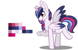 Size: 1968x1279 | Tagged: safe, artist:greyestgray, imported from derpibooru, oc, oc only, oc:infinity sparkle, alicorn, pony, female, magical lesbian spawn, mare, offspring, parent:tempest shadow, parent:twilight sparkle, parents:tempestlight, reference sheet, simple background, solo, transparent background, two toned wings, wings