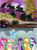 Size: 1080x1455 | Tagged: safe, edit, edited screencap, imported from derpibooru, screencap, applejack, fluttershy, pinkie pie, rainbow dash, rarity, spike, twilight sparkle, alicorn, dragon, earth pony, pegasus, pony, robot, unicorn, season 9, the ending of the end, arcee, clash of hasbro's titans, mane seven, mane six, scorponok, transformers, twilight sparkle (alicorn), wind, winged spike, wings, worried