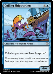 Size: 375x523 | Tagged: safe, artist:andypriceart, edit, idw, imported from derpibooru, steven magnet, sea serpent, spoiler:comic89, ccg, facial hair, magic the gathering, moustache, ship, trading card, trading card edit