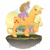 Size: 900x900 | Tagged: safe, artist:sadelinav, imported from derpibooru, applejack, spike, dragon, pony, accessory swap, dragons riding ponies, hat, riding, spike riding applejack