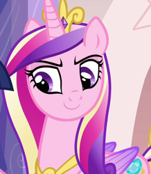 Size: 1076x1235 | Tagged: safe, imported from derpibooru, screencap, princess cadance, alicorn, pony, games ponies play, season 3, cropped, female, mare, raised eyebrow, smiling, smirk, smug, solo