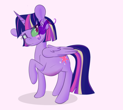 Size: 1572x1403 | Tagged: safe, artist:thestarsofpines, imported from derpibooru, twilight sparkle, alicorn, pony, corrupted, corrupted twilight sparkle, dark, dark magic, dark twilight, dark twilight sparkle, darklight, darklight sparkle, female, magic, next generation, pink background, pregnant, rainbow power hair, simple background, solo, sombra eyes, story included, twilight sparkle (alicorn)