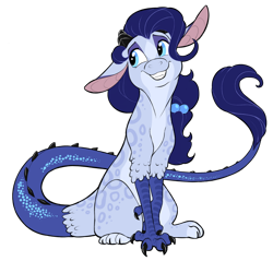 Size: 1280x1226 | Tagged: safe, artist:9centschange, imported from derpibooru, oc, oc only, oc:astraea, draconequus, hybrid, female, hair tie, interspecies offspring, offspring, parent:discord, parent:rarity, parents:raricord, simple background, sitting, smiling, solo, transparent background