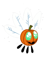 Size: 1080x1596 | Tagged: safe, artist:jvarts6112, imported from derpibooru, oc, demon, parasprite, creature, cute, green eyes, halloween, holiday, light, nightmare, nightmare night, parapumpkins, pumpkin, simple background, transparent background, wings