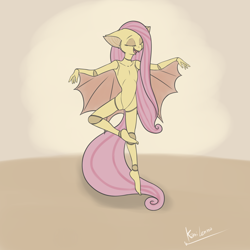 Size: 3000x3000 | Tagged: safe, artist:kamikazelenna, imported from derpibooru, fluttershy, anthro, bat pony, plantigrade anthro, abstract background, ballerina, bat ponified, bat wings, doll, eyes closed, fangs, female, flutterbat, mare, open mouth, race swap, smiling, solo, solo female, toy, wings