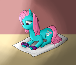 Size: 1738x1472 | Tagged: safe, artist:uteuk, imported from derpibooru, minty, earth pony, pony, clothes, g3, ripping clothes, sad, socks, that pony sure does love socks