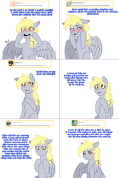 Size: 1502x2254 | Tagged: safe, artist:thelondonjamjar, imported from derpibooru, derpy hooves, pony, lovestruck derpy, blushing, solo, spread wings, wingboner, wings