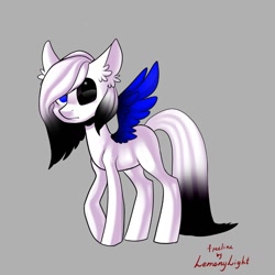 Size: 1024x1024 | Tagged: safe, artist:helemaranth, imported from derpibooru, oc, oc only, pegasus, pony, base used, ear fluff, gray background, heterochromia, pegasus oc, signature, simple background, solo, wings